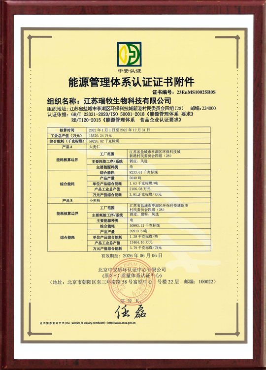 能源管理体系认证证书附件